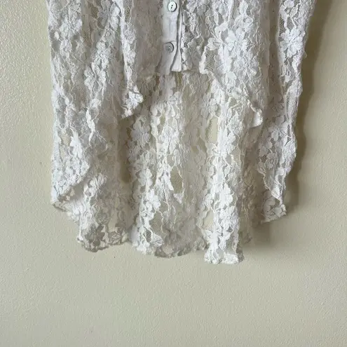 Target Small White Lace Button Down Hi Lo Draped Cami Iridescent Buttons Summer Floral