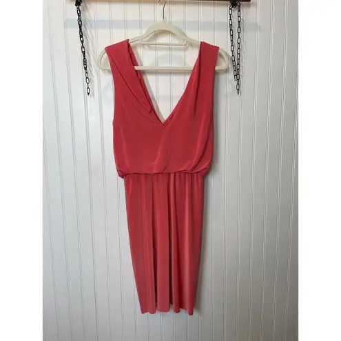 MISA Los Angeles NWT Domino Dress Pink V-Neck Draped Mini Dress Cocktail Size M