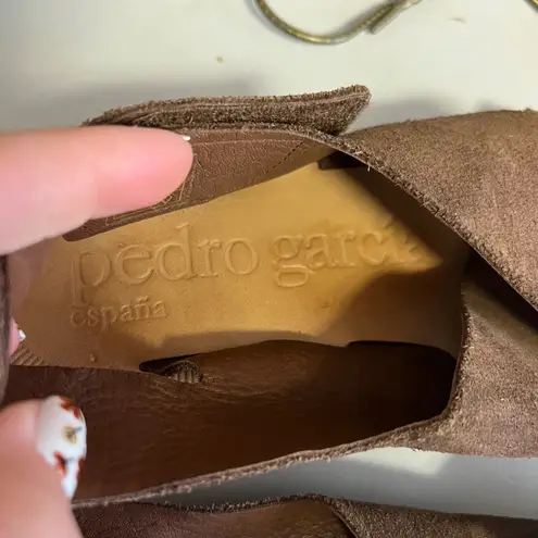 Pedro Garcia Espagna Raven Suede Crisscross Strap Slingback Sandal Women Size 40 Brown