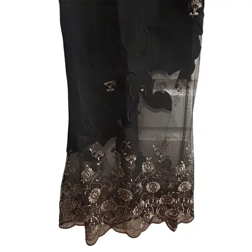 Nicole Bakti for Cache Vintage Black Lace Maxi Dress Women's Size S Formal Long