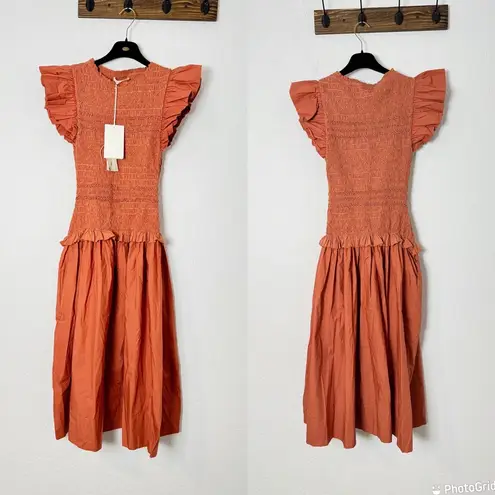 Ulla Johnson NWT  Madeline smocked flutter sleeve dress