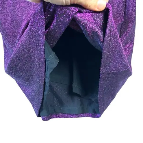 Saylor Deep Purple Metallic Asymmetrical Wrap Dress Sparkles Stretch size small