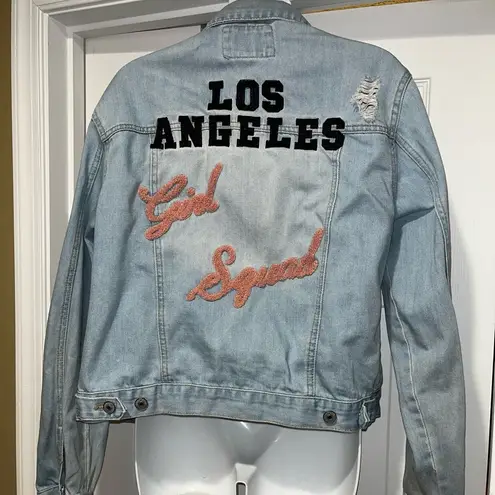 Forever 21 LA Girl Squad Distressed Denim Jacket