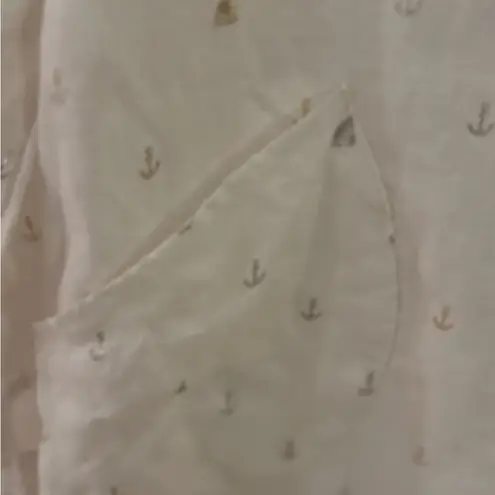 For Cynthia BEACHWEAR Linen Novelty sailboat anchor Print Coverup Tunic size S