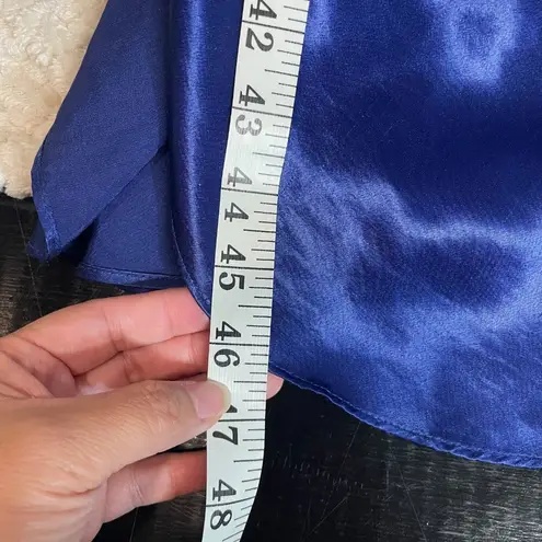 Vintage California Dynasty Deep Blue Satin Strappy Maxi Nightgown Size Large