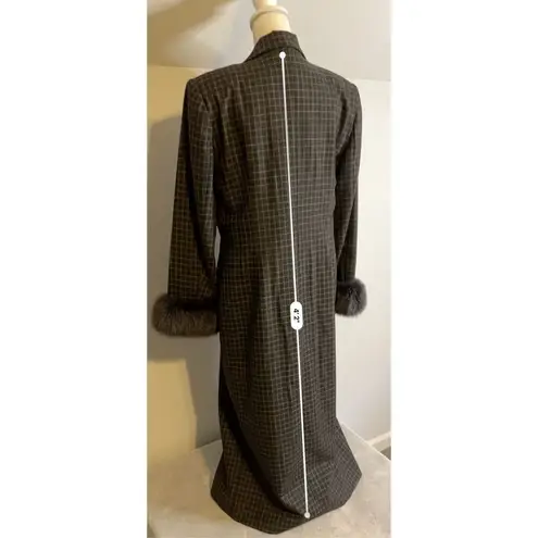 Vintage Lily & Taylor Women’s Fox Fur Trimmed Trench Coat Wool 12 Gray