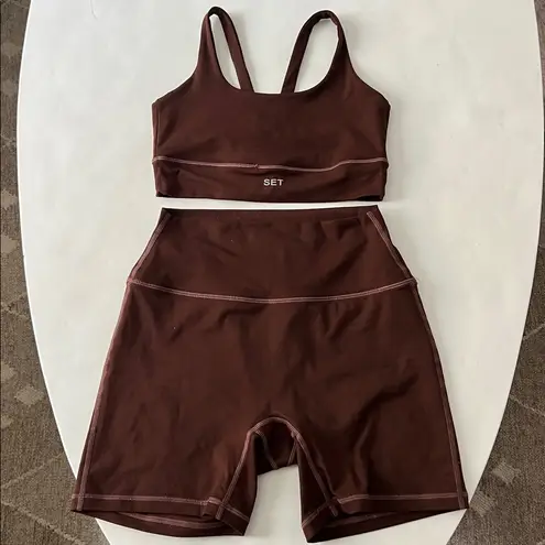Set Active 2 PIECE Matching Set - LUXFORM SPORTS BRA & LEGGINGS in Cocoa Brown S