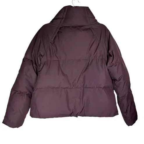 Garnet Hill Down Puffer Jacket Coat Sz 12 Plum Purple High Neck Button