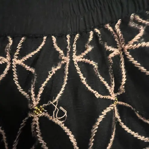 Anthropologie  bl-nk embroidered chiffon and lace maxi skirt