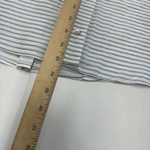 Elizabeth and James Top Womens Medium White Blue Striped Button Down Blouse