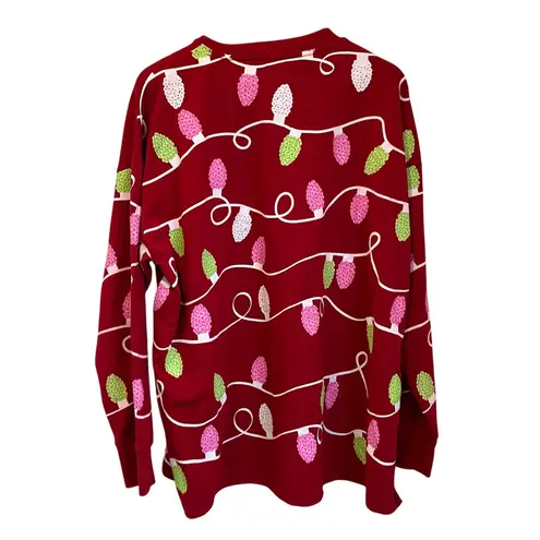 MarleyLilly Holly Jolly Christmas Sweater L/XL Red Lights Graphic