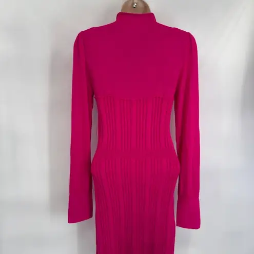 Anthropologie  Sweater Dress Womens Medium Pink Ribbed Mock Neck Coquette NEW