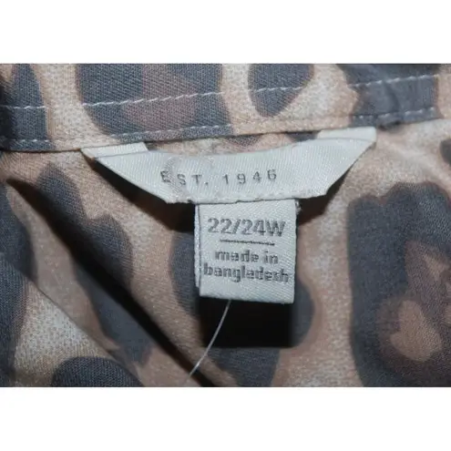 Est. 1946 NWT Cato Women's Plus 22W 24W Animal Print Button Up Shirt Top Long Sleeve Casual
