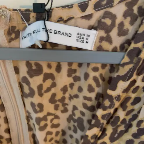 Faithfull the Brand Maggie Midi Dress Leopard Sz 6