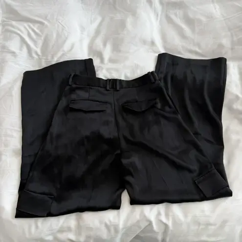 Babaton Aritzia Refined Satin Cargo Pants Black Women’s Size 4