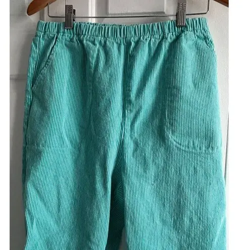 Denim & Co Mint Green Striped Elastic Waist Pants Comfortable Relaxed Fit