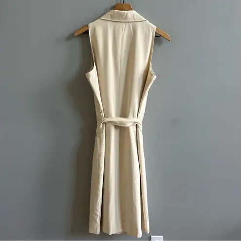 Lafayette 148 New York Sleeveless Trench Coat Dress Khaki Tan 100% Cotton Size 6