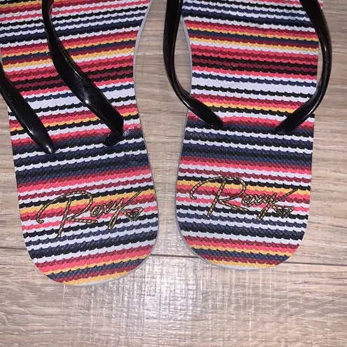 Roxy NWT  wave design stripes colorful flip flops 6