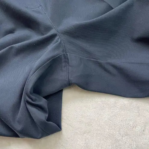 L.L. Bean Classic Fit Navy Trousers Women's 14 100% Cotton Hidden Stretch Sides Blue