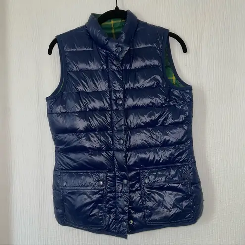 J. McLaughlin | Dark Green & Navy Tartan Plaid Reversible Down Vest