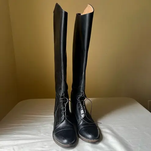Tall Black Leather Riding Boots Size 7 by The Effingham Bond Boot Co Style 200L Black