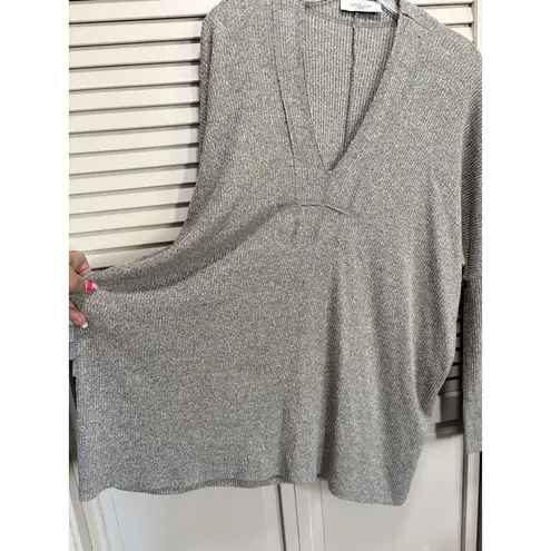 Carly Jeans Gray Oversized Long Sleeve Sweater Size Small V Neck Gray