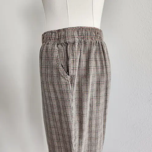 Cabin creek Vintage Plaid Tan Red High Rise Trousers Straight Leg Stretchy Pants