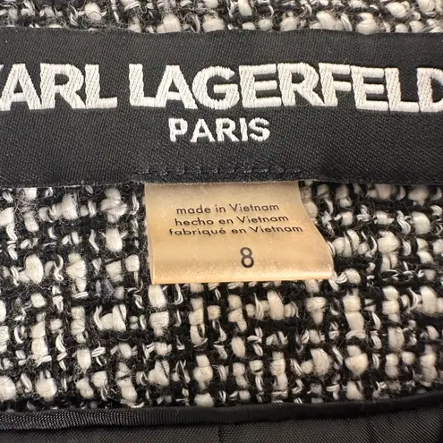 Karl Lagerfeld Tweed Pearl Blazer black & white Pockets size 8