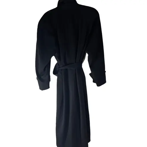 Woolf Brothers Vintage 100% Pure Wool Black Belted Trench Coat
