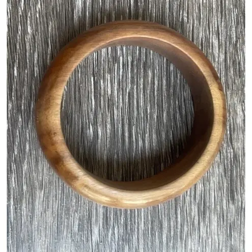 Vintage Wood & Groovy Acrylic Bangle Bracelets Wavy Stacking Thick Chunky Sz 8” Blue