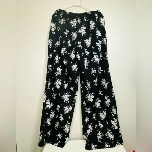 Ralph Lauren Drawcord-Waist Pants Wide Legs Tropical Floral Sz M