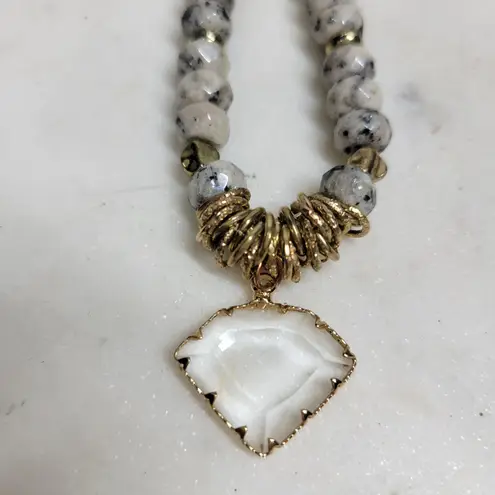 Erimish  Beaded Bracelet Womens Metallic Rondelle Faceted‎ Marble Jasper Stones thumbnail 11