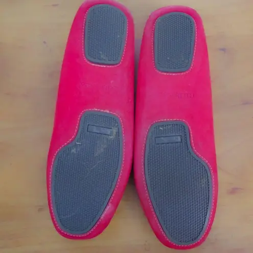 Bass Tammy Red Leather Driving Moc Style Flats Size 7.5M