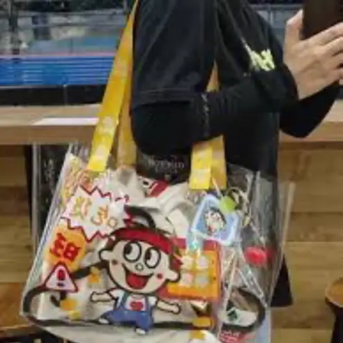 WANG ZAI Playful Cartoon Character Clear Shoulder Bag