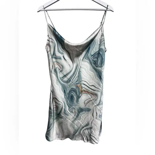 Know One Cares Marble Print Bias Cut Ultra Mini Slip Dress Medium y2K Slip Dress - Image 4