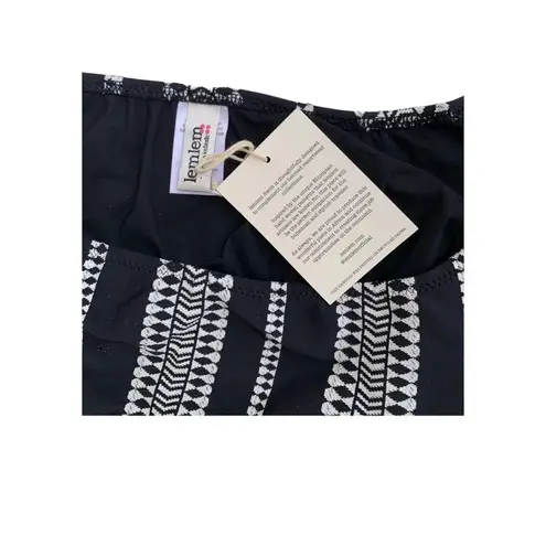 Lemlem Swim Luchia Pouf Bikini Top Short Sleeve Black White Medium NWT