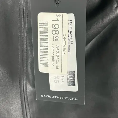 David Lerner Black Faux Vegan Leather Pull On Pencil Skirt, Size XS