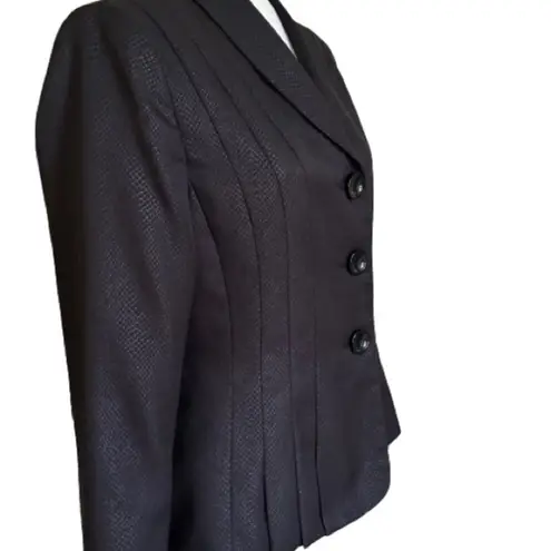 Kasper Blazer Black Monochromatic Long Sleeve Tailored Jacket Size 8 Petite
