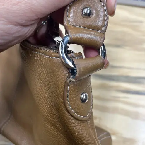 Tignanello Pebbled Leather Shoulder Bag Brown Hobo Baguette Y2K Handbag Purse