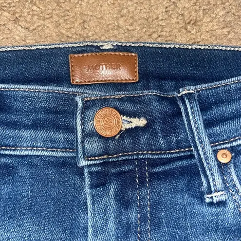 MOTHER Weekender Mid Rise Flare Jeans Sweet Lime 25 Blue