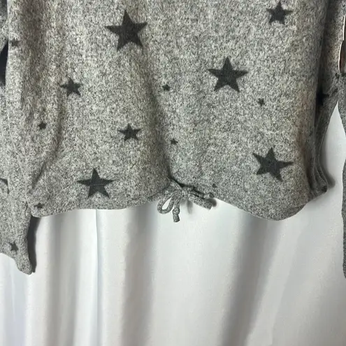 Love Charm Grey Star Print Long Sleeve Pullover Sweater Size L