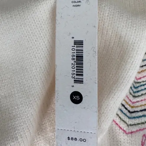 Aqua Kerri Rosenthal Cream Heart Embroidered Crewneck Sweater Size XS