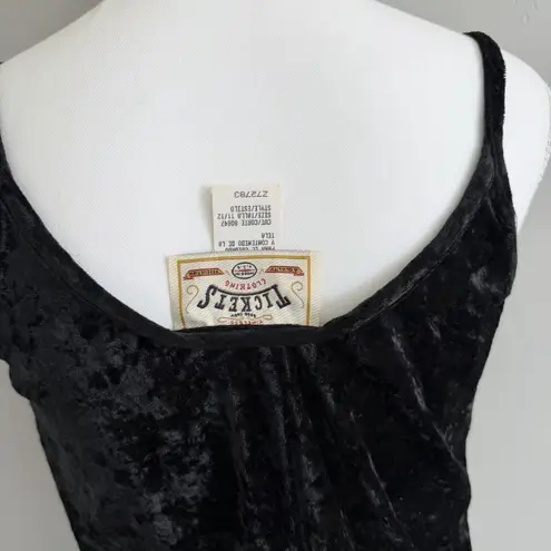 NWT Vintage 90s Tickets Clothing Western 2 Piece Crushed Velvet Dress Denim Vest Black