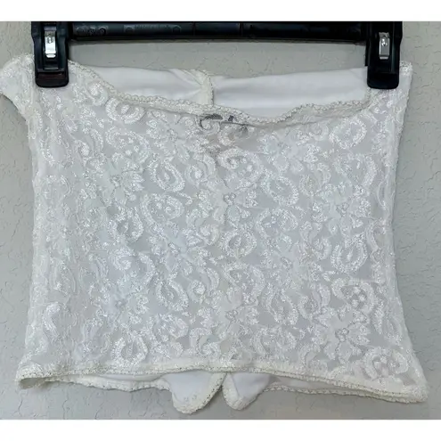 Y2K DE.CØDED White Lace Button Front Tank Top Small Made in USA Fairycore