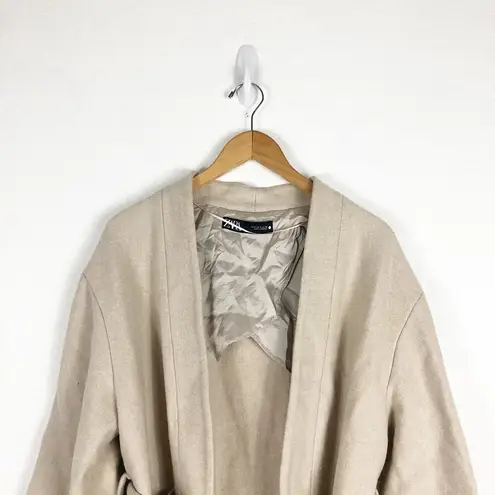 ZARA  Beige Minimalist Manteco Wool Cardigan Coat FW24 Size Medium REF 8329/762