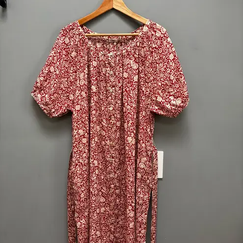 Faherty Carmel Dress Spice Red Sunrise Floral L