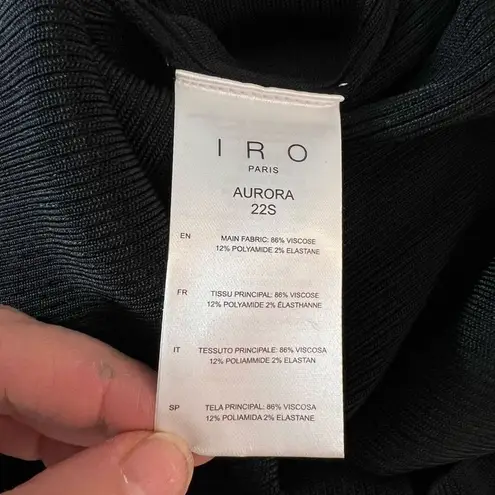 IRO Aurora black ribbed one sleeve bodycon mini dress size xs