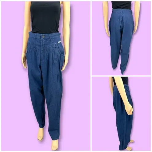 American VINTAGE Cherokee 1970s Pleated Mom Jeans Size 10/12 High Rise Dark Wash Blue