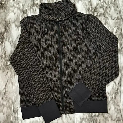 LRL Lauren Ralph Lauren Active Gray Herringbone Zip Jacket Sz Medium Gorpcore