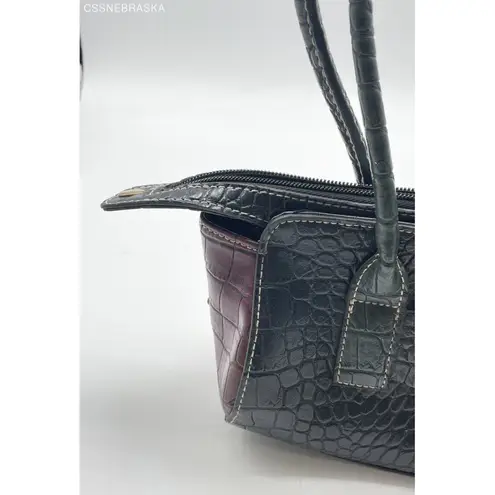 Y2K Vintage Brown Croc Faux leather MINi shoulder bag‎ multi brown